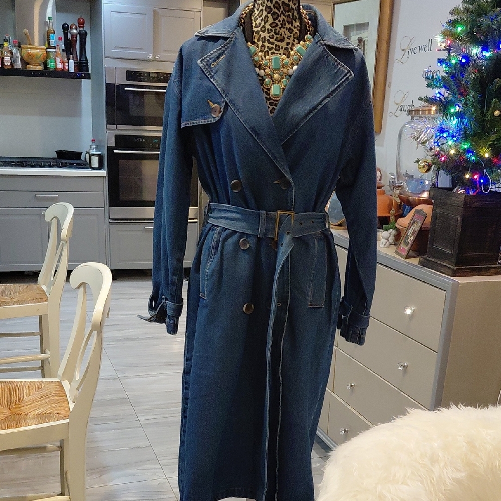 Levi's Dark Blue Denim Over Size Trench Coat